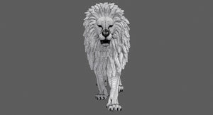 Lion 3D Model wireframe view Thumbnail