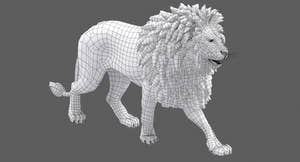 Lion 3D Model wireframe view Thumbnail