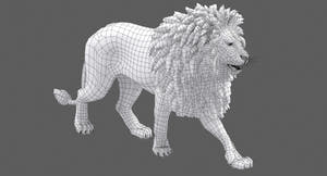 Lion 3D Model wireframe view Thumbnail