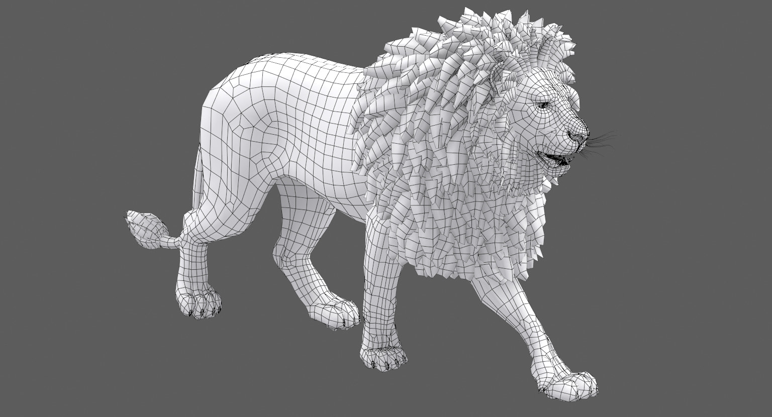 Lion 3D Model wireframe view