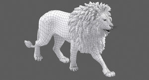 Lion 3D Model wireframe view Thumbnail