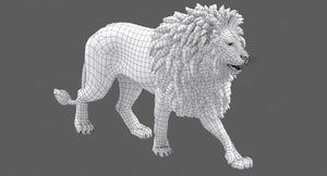 Animated lion 3d model wireframe view 01 Thumbnail