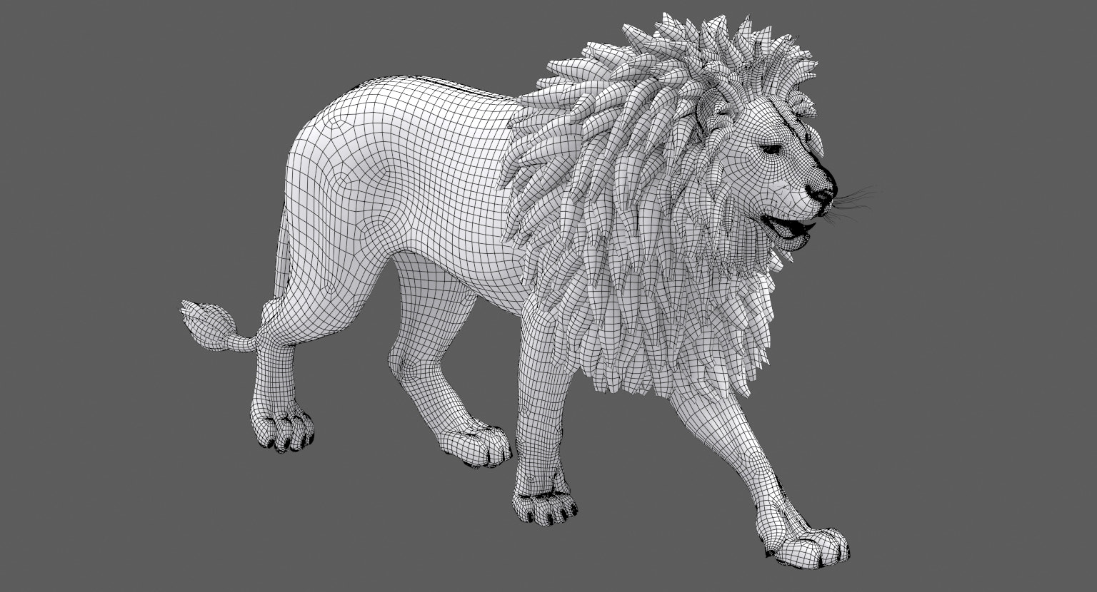Lion 3D Model wireframe view
