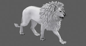 Lion 3D Model wireframe view Thumbnail