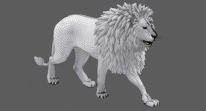 Animated lion 3d model wireframe view 02 Thumbnail