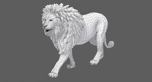 Lion 3D Model wireframe view Thumbnail