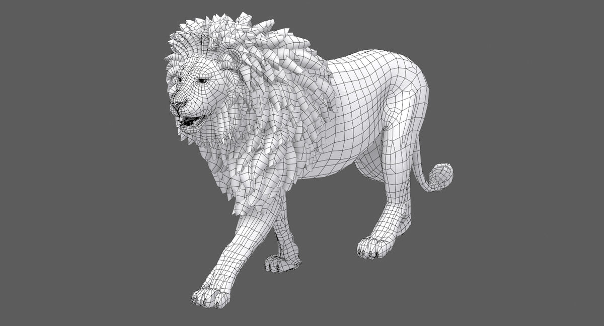Lion 3D Model wireframe view