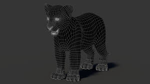 Lion Cub 3D Model Wireframe View 0 Thumbnail