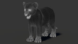 Lion Cub 3D Model Wireframe View 1 Thumbnail