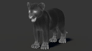 Lion Cub 3D Model Wireframe View 1 Thumbnail