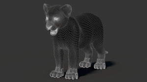 Lion Cub 3D Model Wireframe View 1 Thumbnail