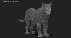 Rigged Animated Lioness 3D Model Thumbnail