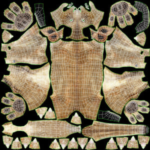 Animated Lioness 3D Model Body UVs Thumbnail