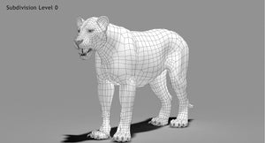 Lioness 3D Model Wireframe View Subdivision Level 0 Thumbnail