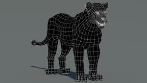 Lioness 3D Model Wireframe View 0 Thumbnail
