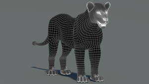 Lioness 3D Model Wireframe View 1 Thumbnail
