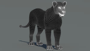 Lioness 3D Model Wireframe View 1 Thumbnail