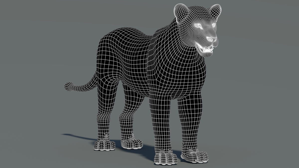 Lioness 3D Model Wireframe View 1