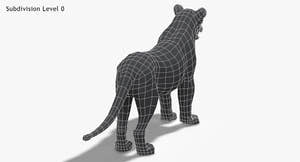 Lioness 3D Model Low Poly Wireframe View 0 Thumbnail