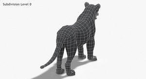 Lioness 3D Model Low Poly Wireframe View 0 Thumbnail