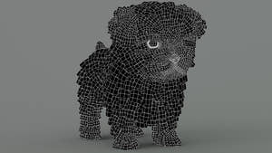 Maltipoo Dog 3D Model Wireframe View Subdivision Level 0 Thumbnail