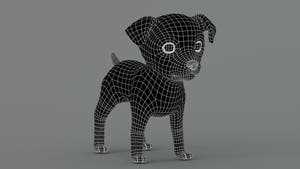Maltipoo Dog 3D Model Wireframe View Subdivision Level 0 Thumbnail