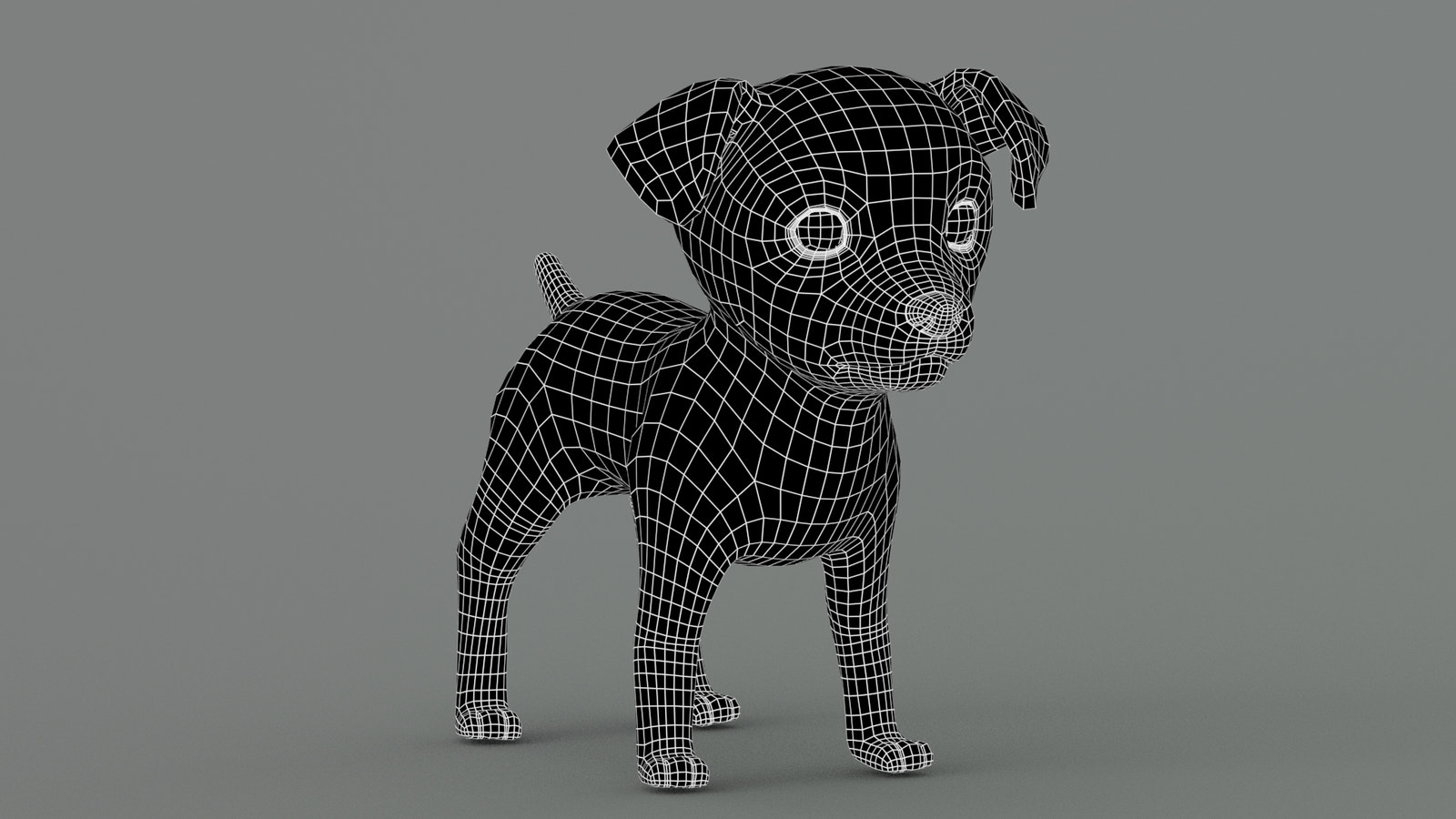 Maltipoo Dog 3D Model Wireframe View Subdivision Level 0