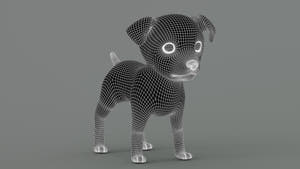 Maltipoo Dog 3D Model Wireframe View Subdivision Level 1 Thumbnail