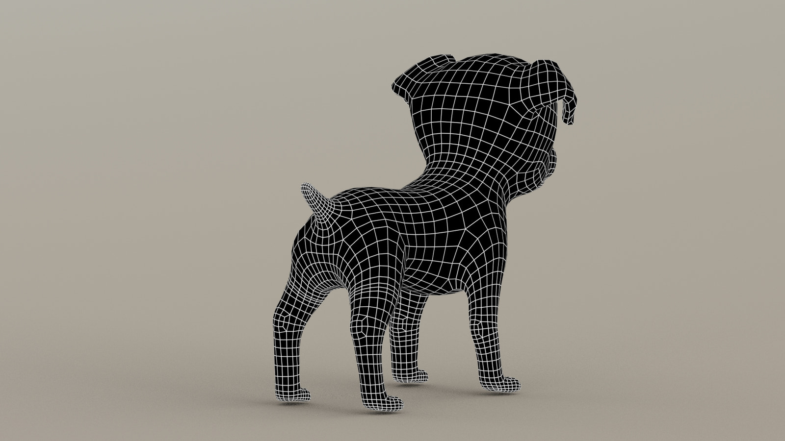 Maltipoo Dog 3D Model Wireframe View Subdivision Level 0