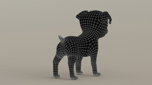Maltipoo Dog 3D Model Wireframe View Subdivision Level 0 Thumbnail