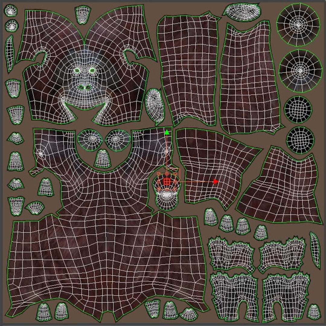 orangutan 3d model body uvs
