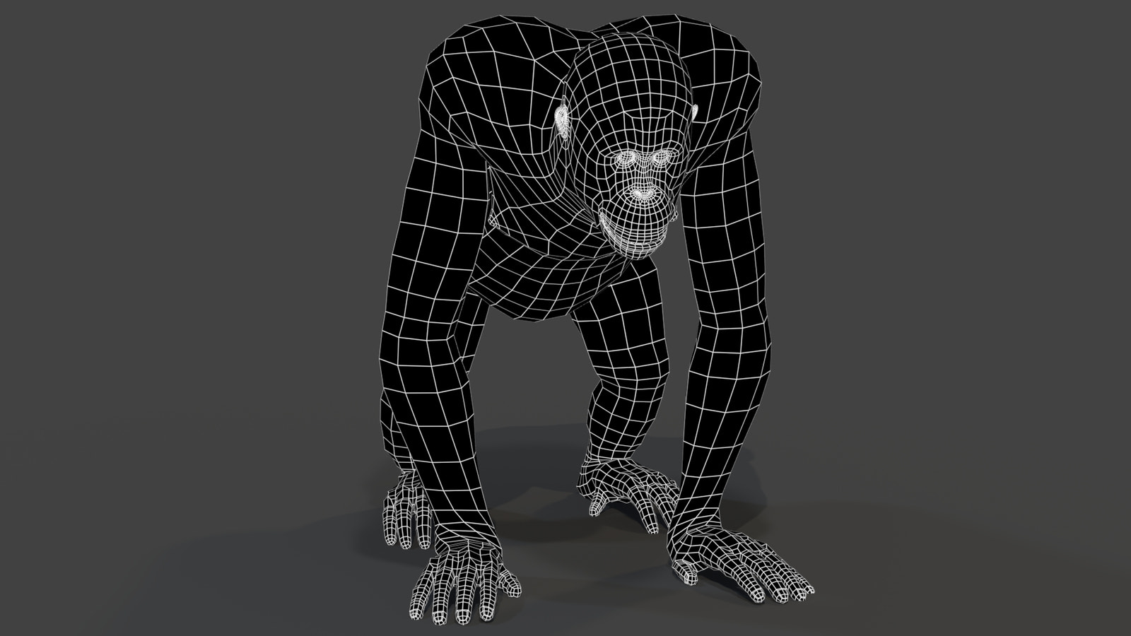 orangutan 3d model wireframe view level 0