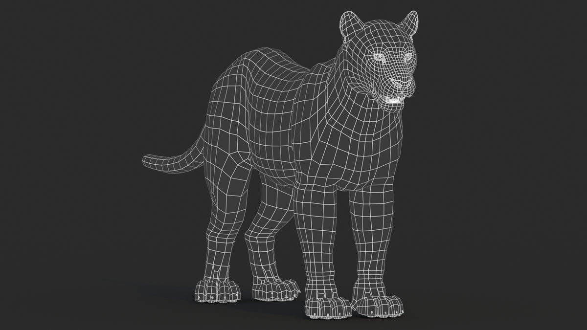 Black Panther 3D Model Body Wireframe View Subdivision 0