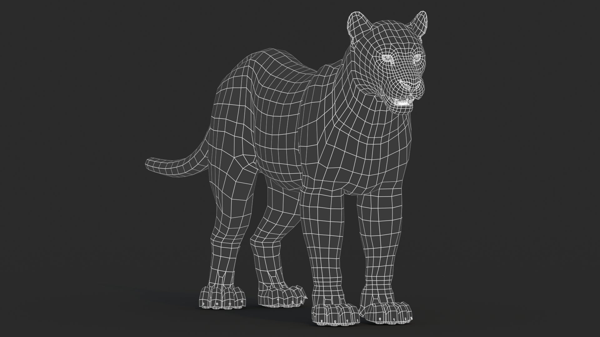 Black Panther 3D Model Body Wireframe View Subdivision 0