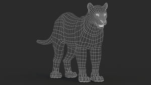 Black Panther 3D Model Body Wireframe View Subdivision 0 Thumbnail