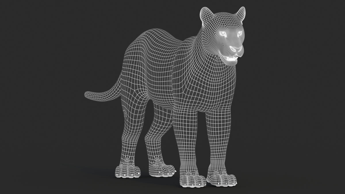 Black Panther 3D Model Body Wireframe View Subdivision 1