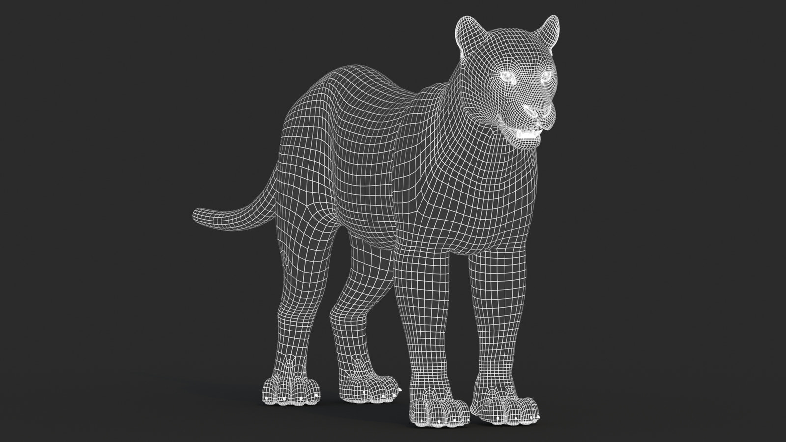 Black Panther 3D Model Body Wireframe View Subdivision 1