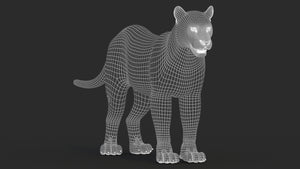 Black Panther 3D Model Body Wireframe View Subdivision 1 Thumbnail