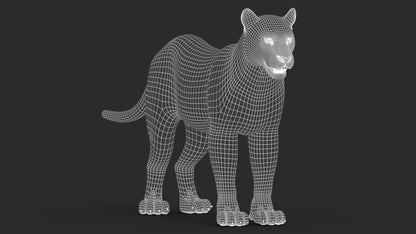 Black Panther 3D Model Body Wireframe View Subdivision 1