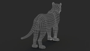 Black Panther 3D Model Body Wireframe View Subdivision 0 Thumbnail