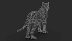 Black Panther 3D Model Body Wireframe View Subdivision 0 Thumbnail
