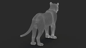 Black Panther 3D Model Body Wireframe Back View Subdivision 1 Thumbnail
