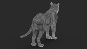Black Panther 3D Model Body Wireframe Back View Subdivision 1 Thumbnail