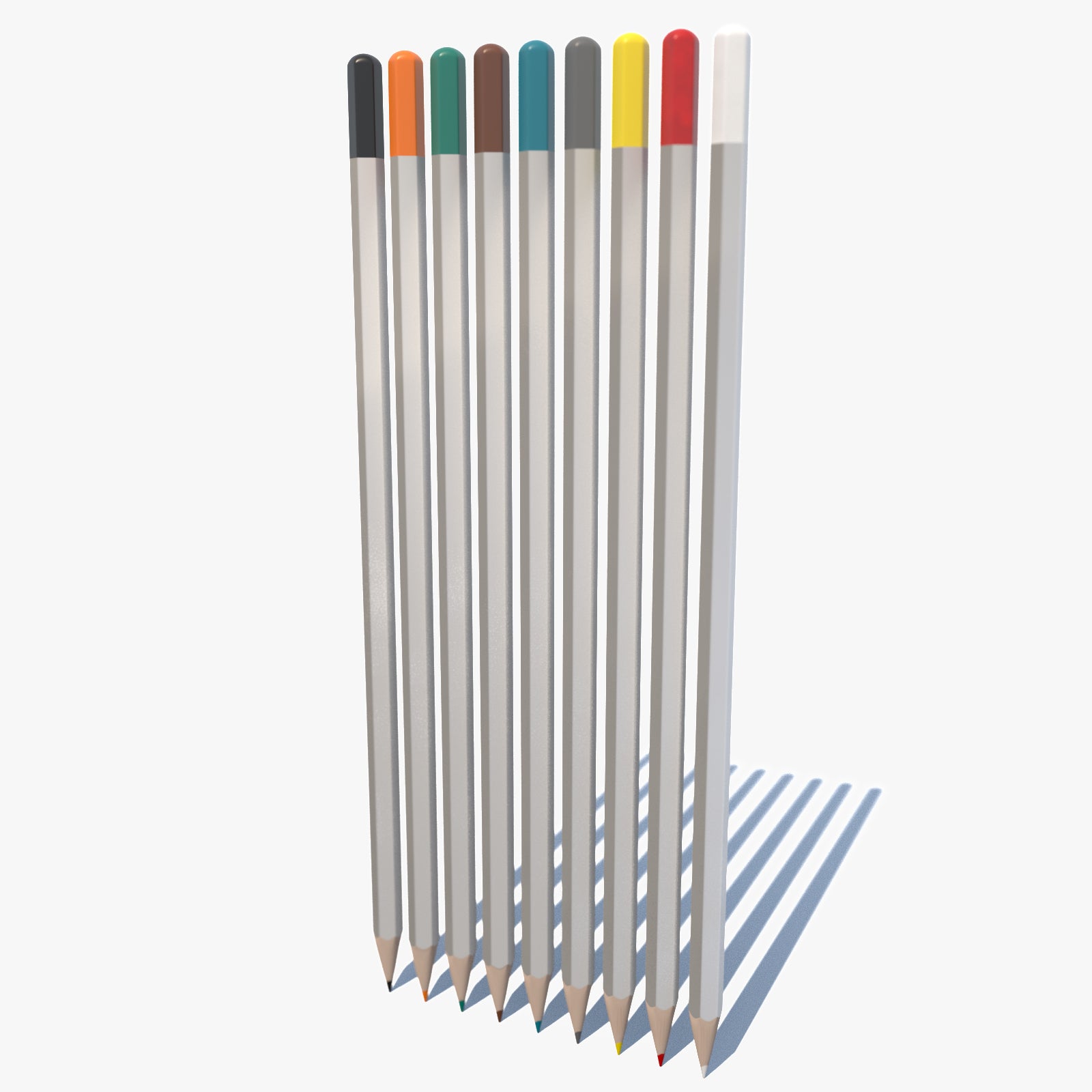 Realistic 3D model of a Colored Pencils