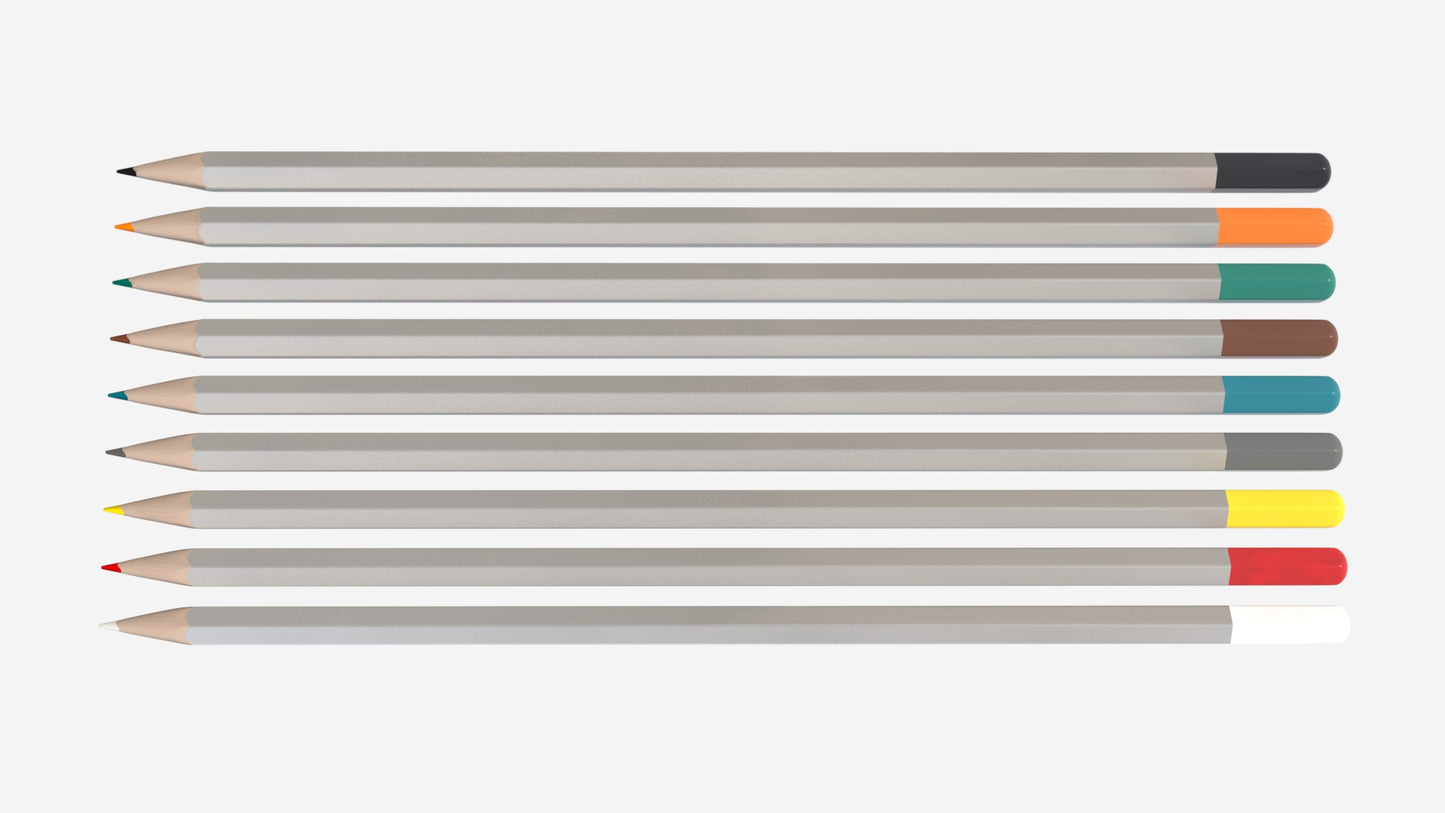 Realistic 3D model of a Colored Pencils