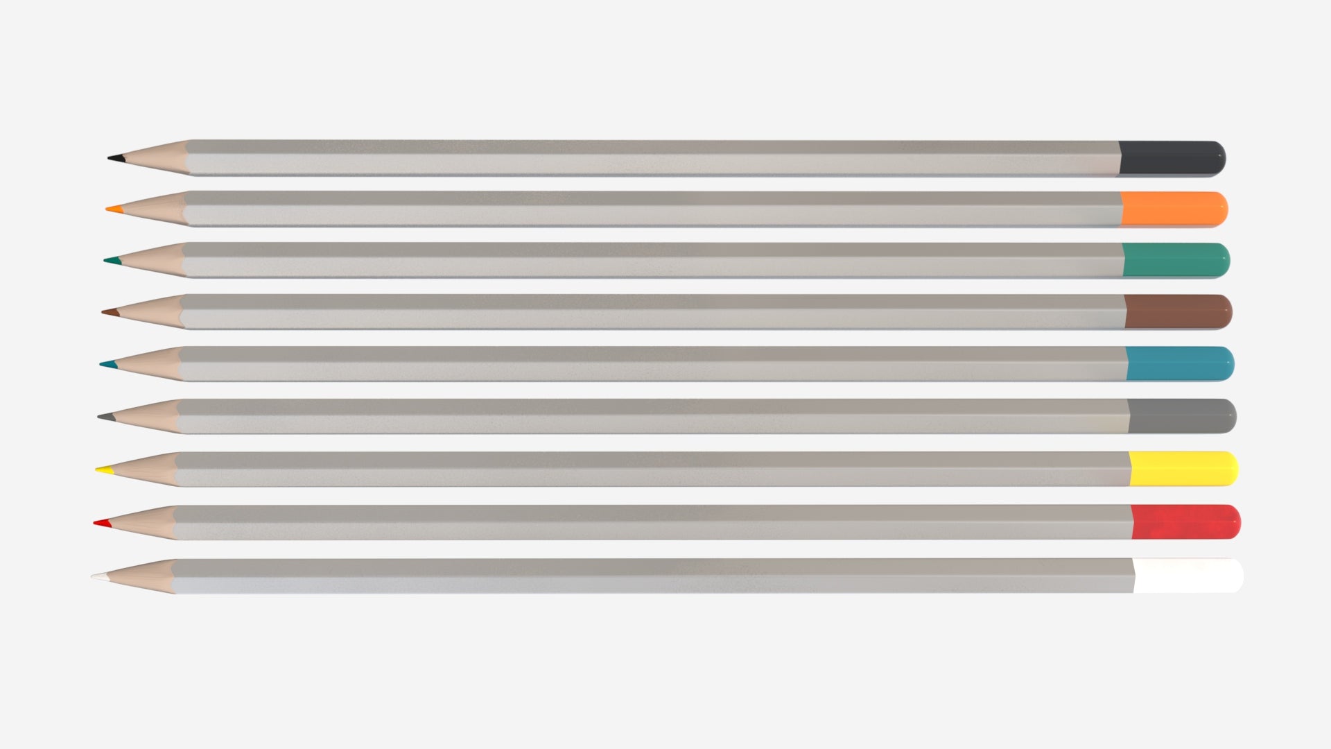 Realistic 3D model of a Colored Pencils