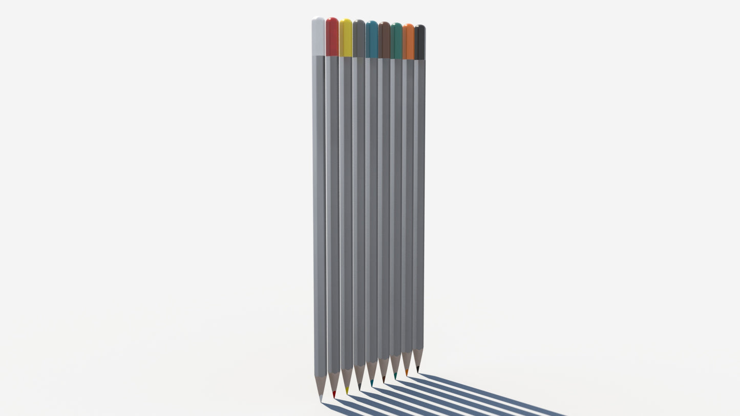 Realistic 3D model of a Colored Pencils