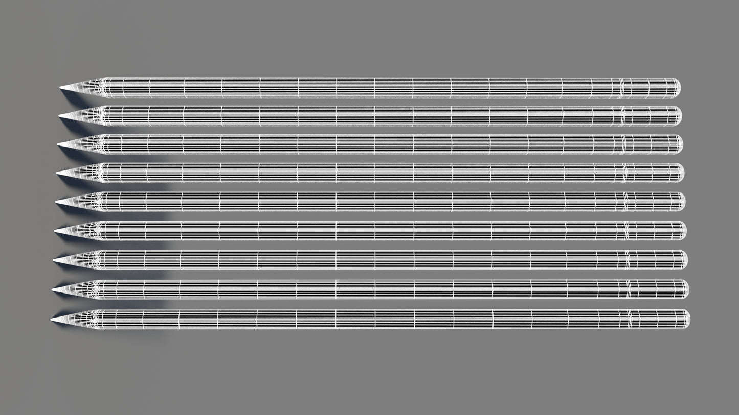 Colored Pencils 3D Model Wireframe