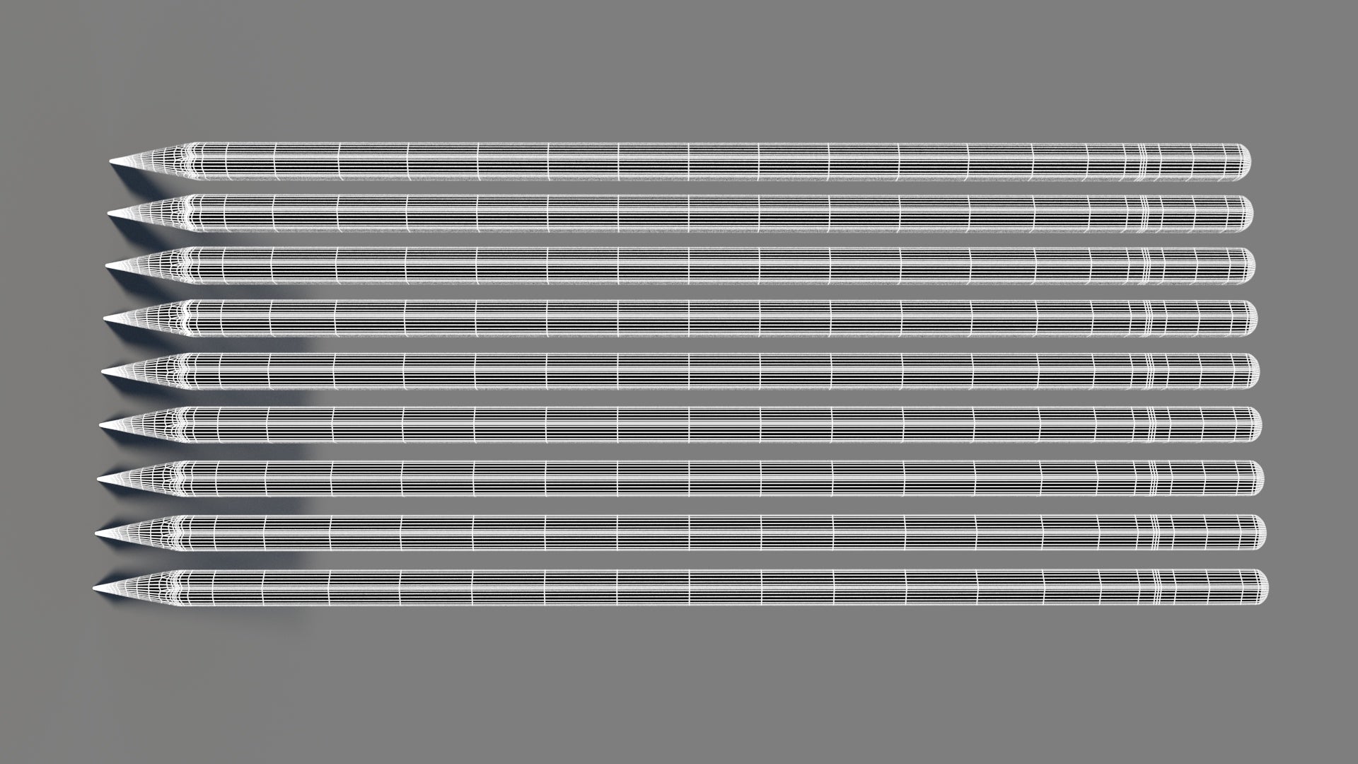 Colored Pencils 3D Model Wireframe