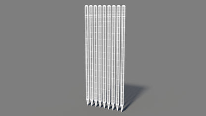 Colored Pencils 3D Model Wireframe